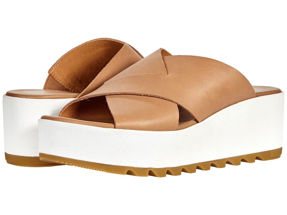 Sorel Women's Cameron Flatform Mule Sandals - Honest Beige, Sea Salt - Size 10.5